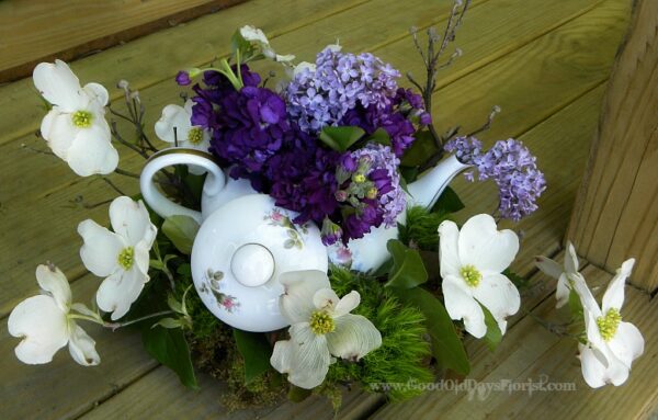 teapot of flowers