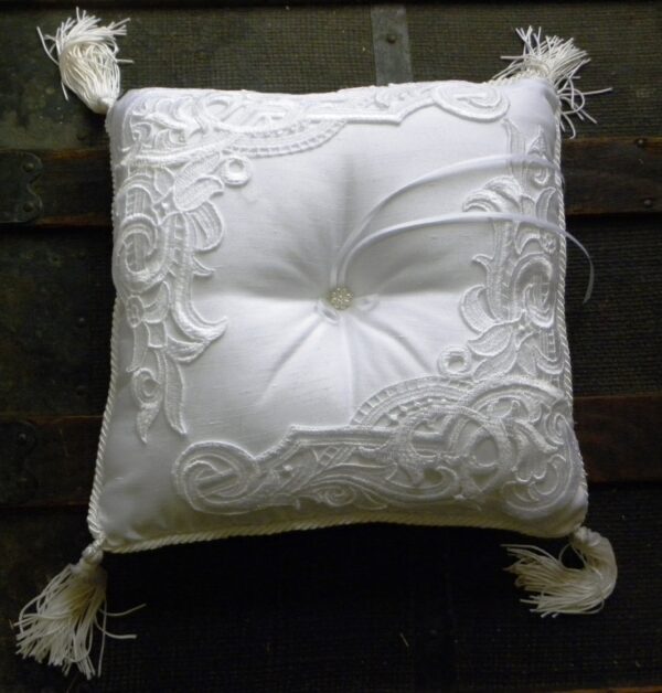 Vintage victorian wedding ring bearer pillow