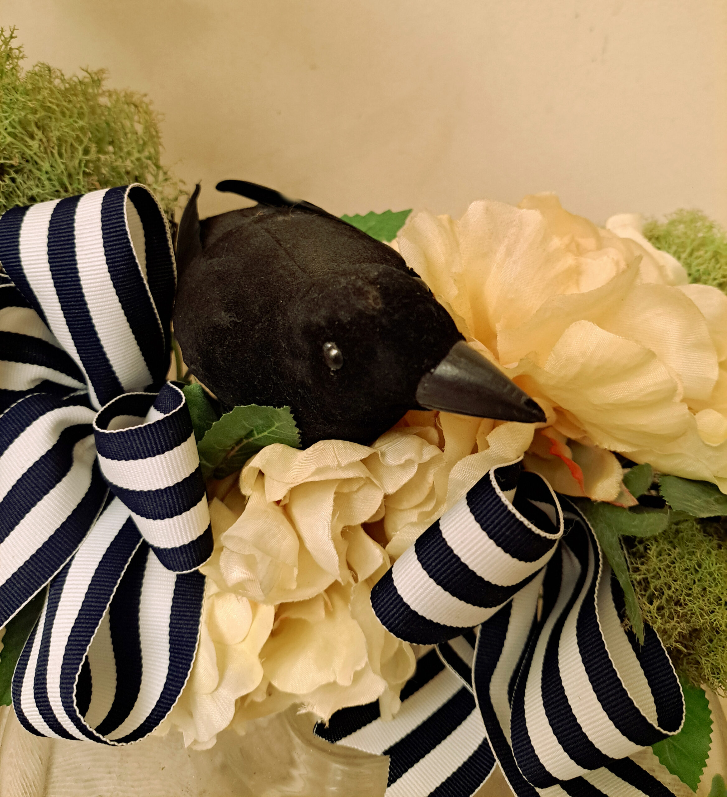 Branch Wreath Faux Flowers Crow - Image 3